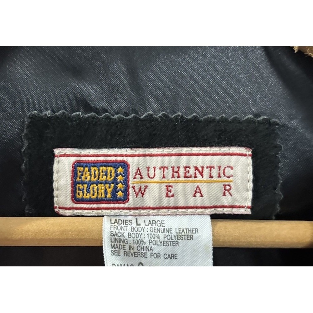 VTG Faded Glory Black Suede Leather Women's L Vest Frog Closure Western Y2K Boho - Picture 7 of 8